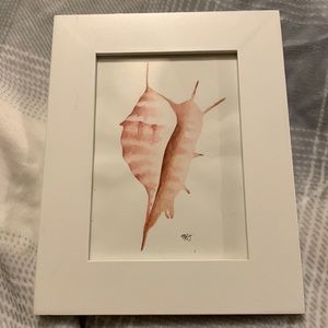 Watercolor Seashell Painting with Frame